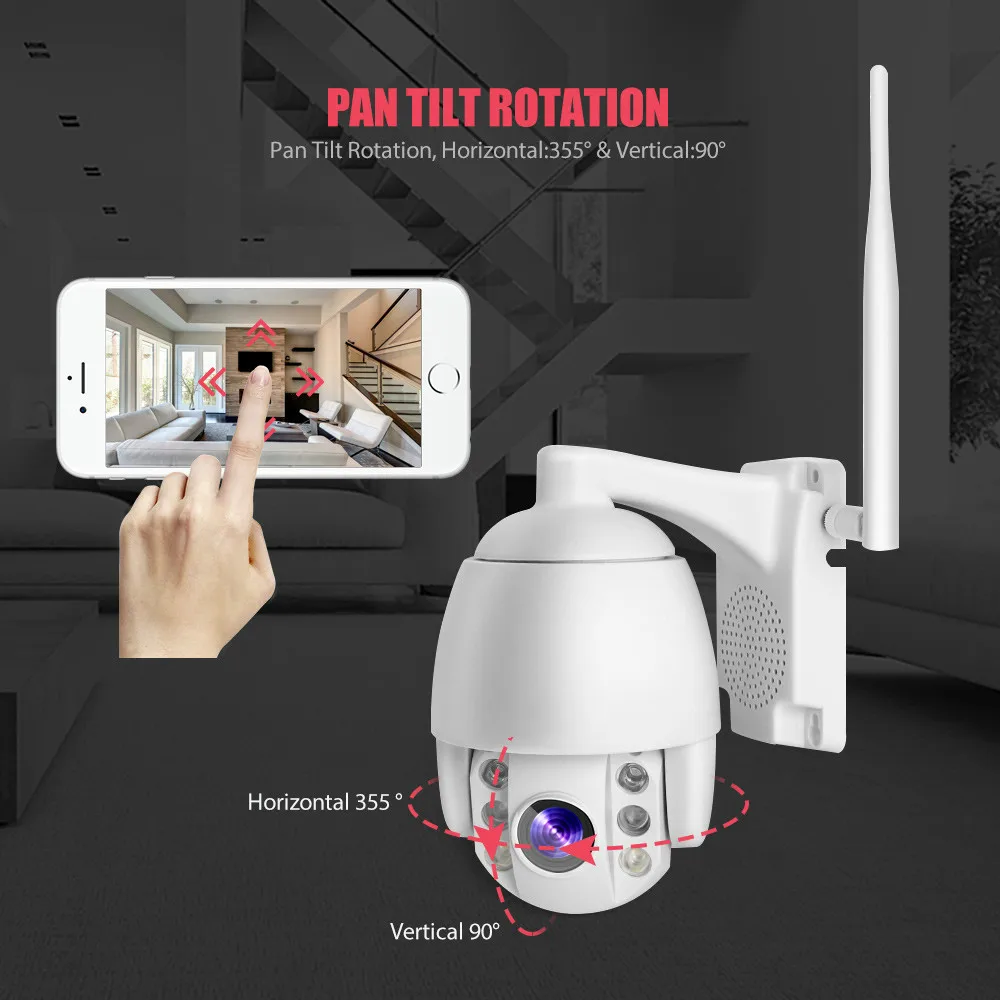 

5X Zoom / 4mm Fixed Lens Mini 2.5 Inch PTZ Speed Dome WIFI IP Camera 1080P Outdoor Wireless Camera IR 60m Two Way Audio