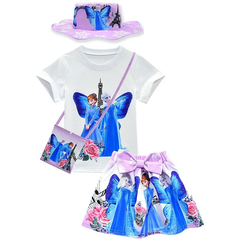 3541 4Pcs Purple Комплекты одежды для девочек-подростков; Детские Вечерние платья; Свадебная юбка; модная летняя одежда для малышей; детские шорты - Цвет: 3541 4Pcs Purple