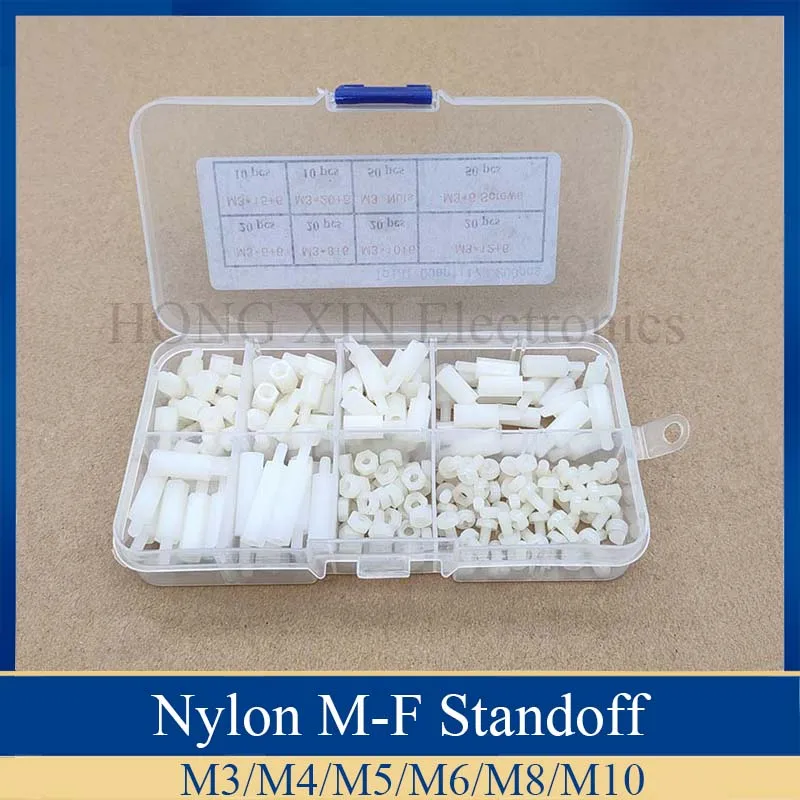 

200Pcs/set M3 White Hex Nylon Standoff Spacer Column Nylon Plastic Spacing Screws Nuts