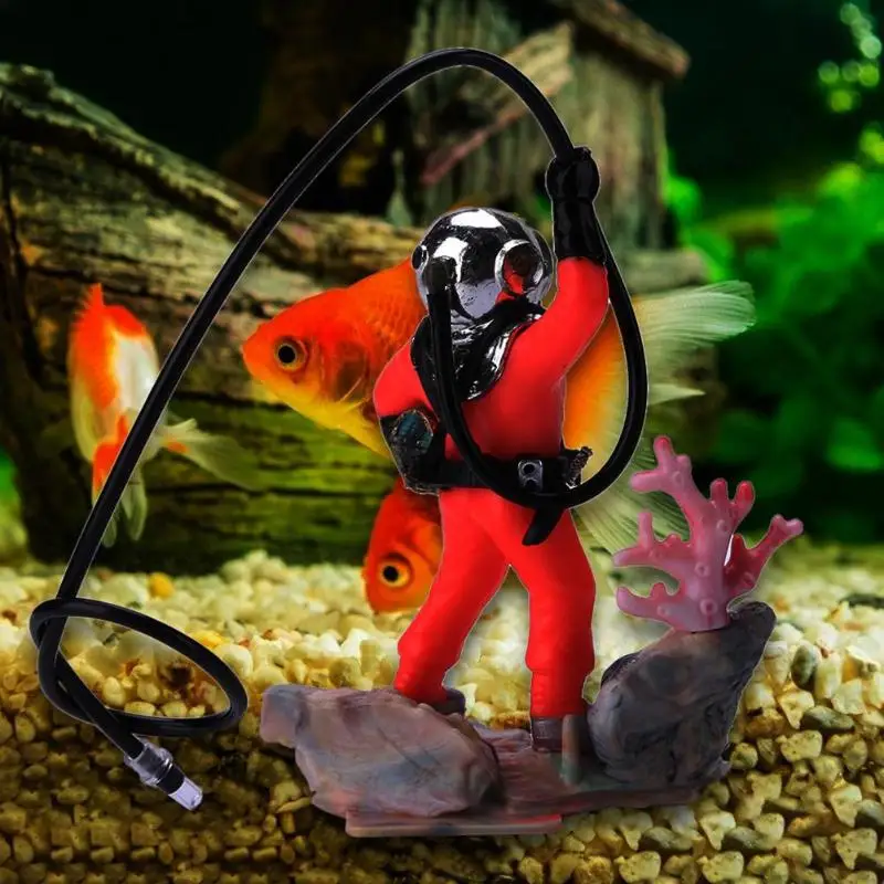 Охотник за сокровищами человек Аквариум Ландшафтный пневматический игрушка ныряльщик подводная анимация необходимые водные украшения для домашних животных аксессуары