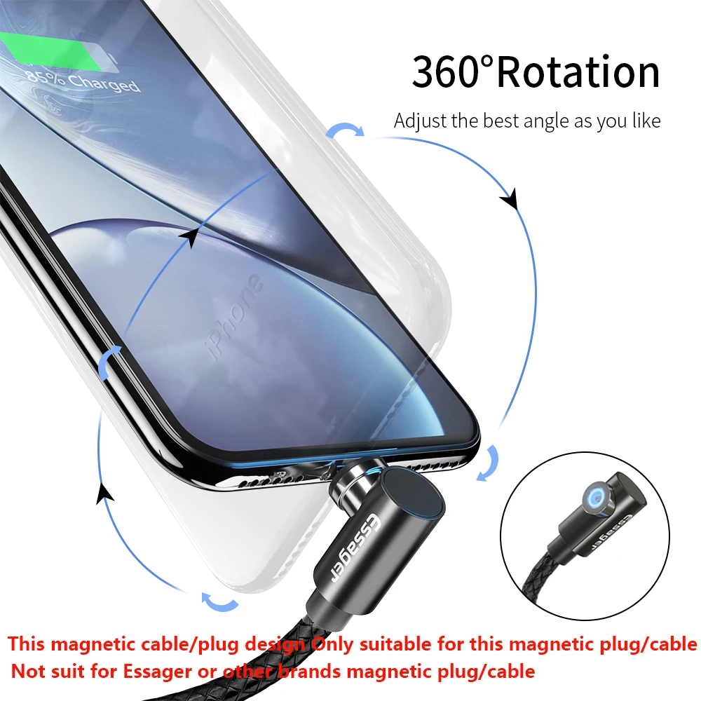 Essager магнитное зарядное устройство Micro USB кабель для iPhone samsung Android мобильный телефон провод для быстрого заряда шнур Магнит usb type C кабель