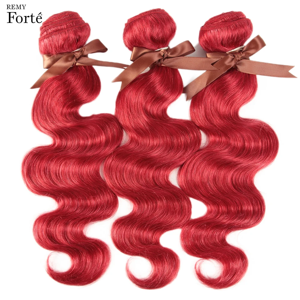 Remy Форте бразильские волосы категории virgin Комплект красный пряди наращивание волос объемная волна пряди 1/3/4 пряди человеческих волос один пряди