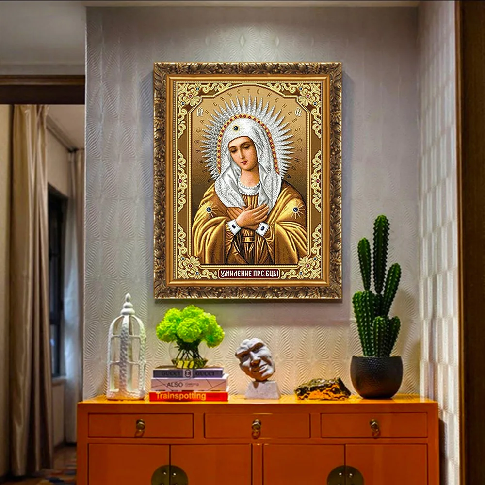 5D Voll Platz Malerei Gott Mutter und Sohn Diamant Malerei Familie Dekoration Kreuz Stich Kit Mosaik Urlaub Geschenk Neuheiten – Detail 1