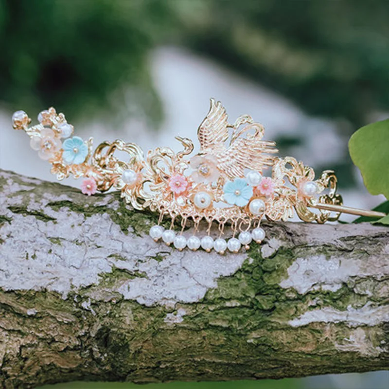 QIANJI Chinês hairpin do vintage cabelo coroa para estúdio de fotografia bonito acessórios para o cabelo estilo clássico