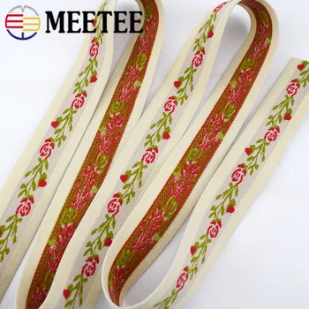 

Meetee 2/5M 30mm Soft Nylon Elastic Band Ethnic Style Jacquard Elastic Webbing DIY Skirt Pants Belt Spring Lace Trims Material