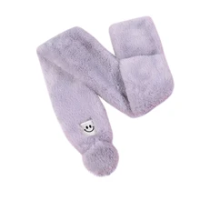 Зимний милый детский шарф для мальчиков и девочек, плюшевые шарфы, Детские теплые шарфы с имитацией кроличьего меха, шарфы со смайликом для шеи, А4