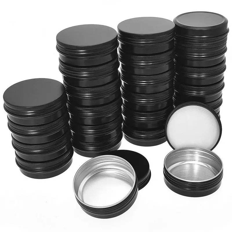 

JEYL Aluminum Tin Cans - 40 Pack 1Oz / 30G Round Metal Tin Container Screw Top Cans Cosmetic Sample Containers Candle Travel Tin