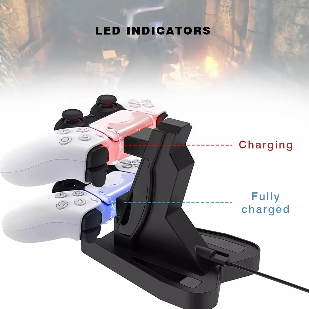 

Portable Game Handle Charger Dual USB Fast Charging Dock Replacement for PS5 Controller