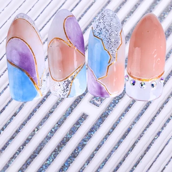 

1pcs Laser Gold Silver Striping 3D Wave Lines Tips Nail Art Sticker Wrap Decal Transfer Tool Manicure Foil Decoration JIF137/139