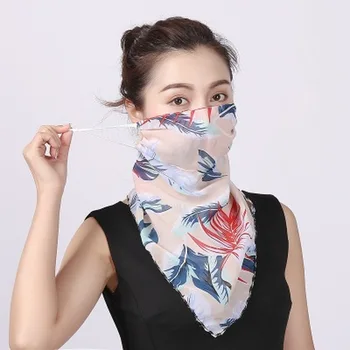

2020 New Style Cycling Face Mask Summer Silk Scarf Sun Protection Printed Mouth Cover Breathable Hiking Riding Neck Mask