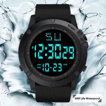 Кварцевые наручные часы, мужские светодиодный часы с цифровой датой, военные спортивные резиновые кварцевые мужские часы с будильником, водонепроницаемые мужские часы