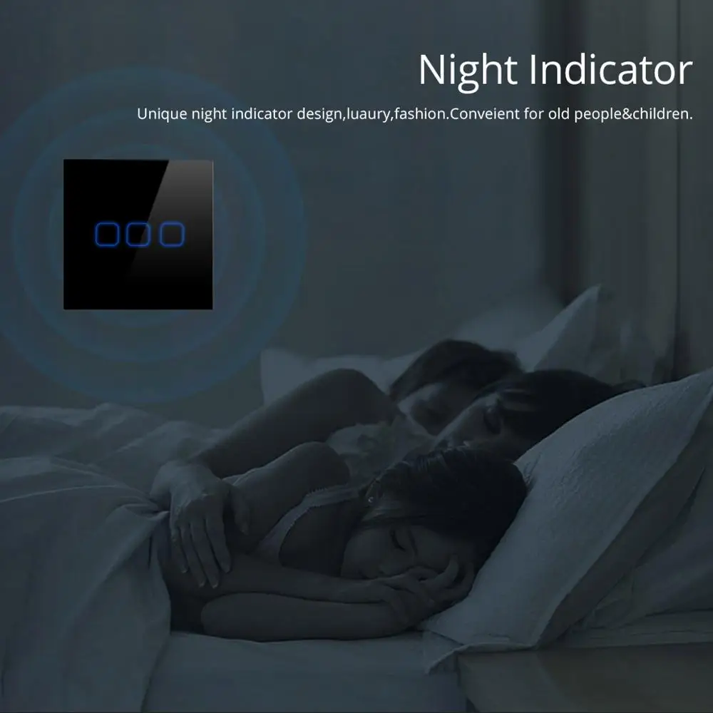 Водонепроницаемый 1/2/3 с светодиодной подсветкой сенсорный выключатель 220 В ЕС/Великобритании стандартный настенный выключатель, закаленное стекло панели модуля