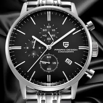 

46mm pagani black dial quartz Stainless steel watch men's Leisure sports watch