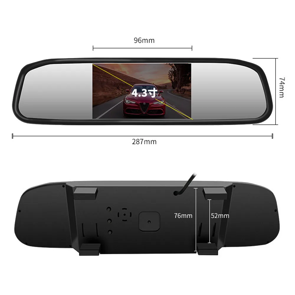 R-Way Автомобильный HD монитор с зеркалом заднего вида 4,3 дюймов CCD Видео Авто помощь при парковке светодиодный ночное видение камера заднего вида