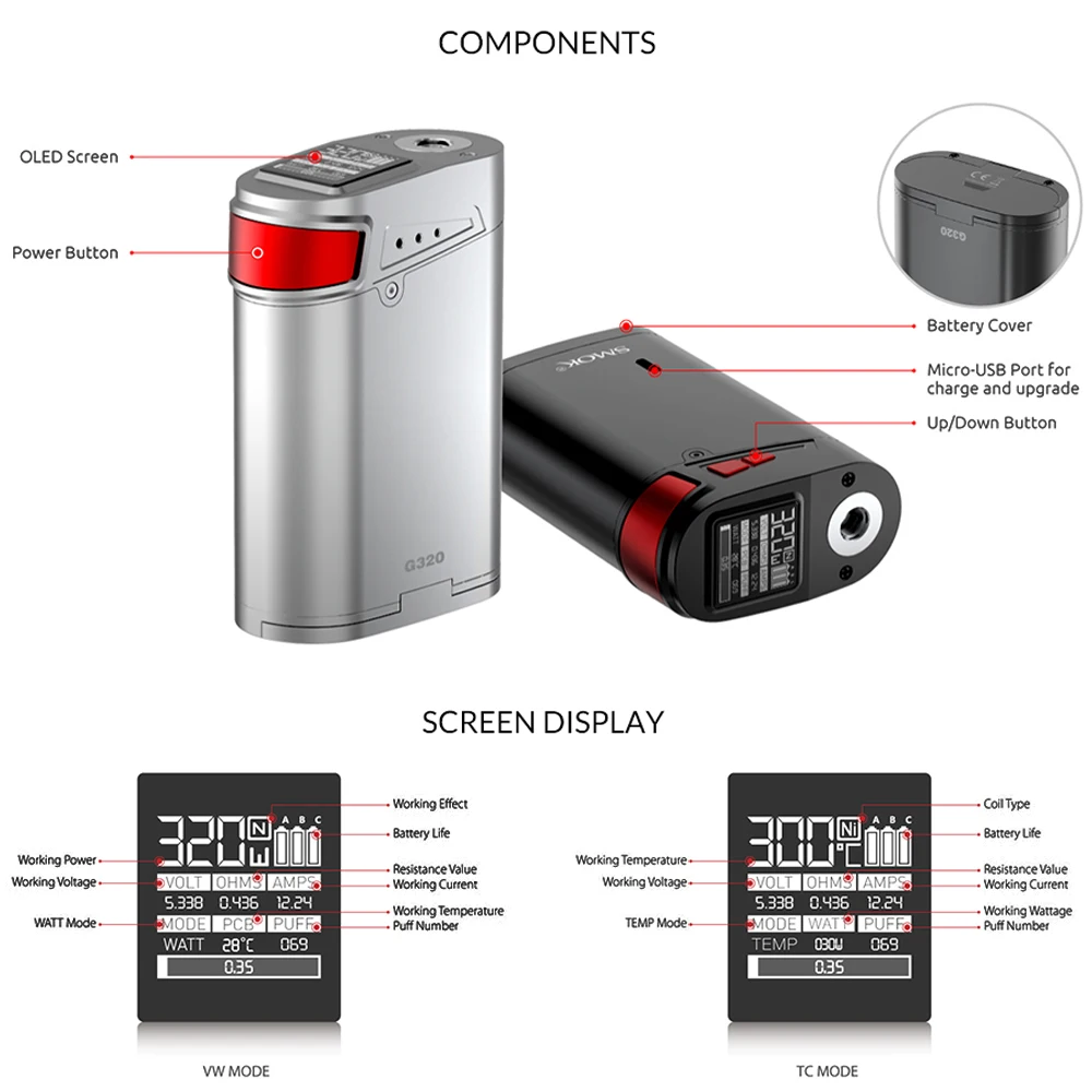 Оригинальный набор SMOK Marshal G320 электронная сигарета 320 Вт вейп мод с TFV8 большой