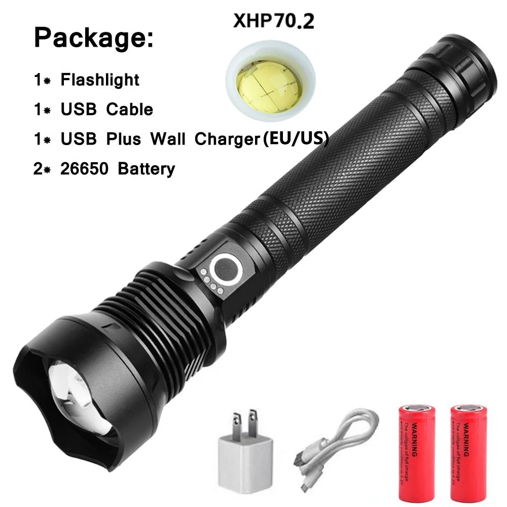 Anjoet наборы XHP70.2 мощный светодиодный фонарик usb зум тактический фонарь xhp50 18650 или 26650 перезаряжаемый аккумулятор ручной свет - Испускаемый цвет: P70.2-C