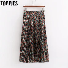 Асимметричный принт плиссированные юбки женские длинные юбки с высокой талией Европейская мода faldas уличная одежда