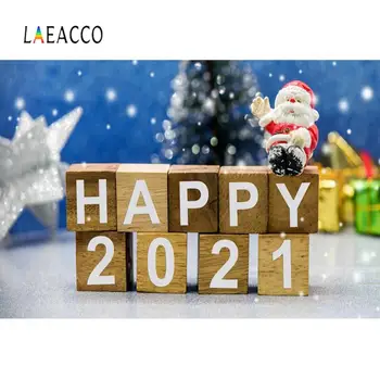 

Laeacco Photo Background New Year Of 2021 Merry Christmas Festivals Polka Dot Santa Clause Gift Winter Photographic Backdrops