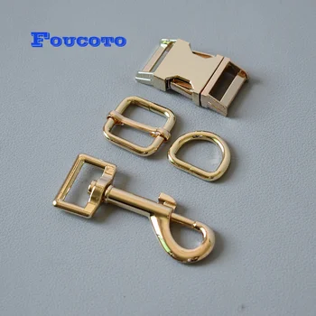 

50 sets/lot D rings release buckle 20mm webbing snap hook for paracord puppy rope dog collar adjustable buckles DIY accessories
