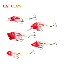 Cat Claw 5 pcs Fishing  Lure Big Artificial Popper Lure Loud Sound Fishing Bass 3D Eyes Bluefish Tuna Swing Carp Bait Treble