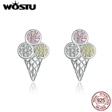WOSTU 925 пробы серебряные серьги в Корейском стиле с мороженым милые серьги для женщин массивные маленькие серьги CQE642