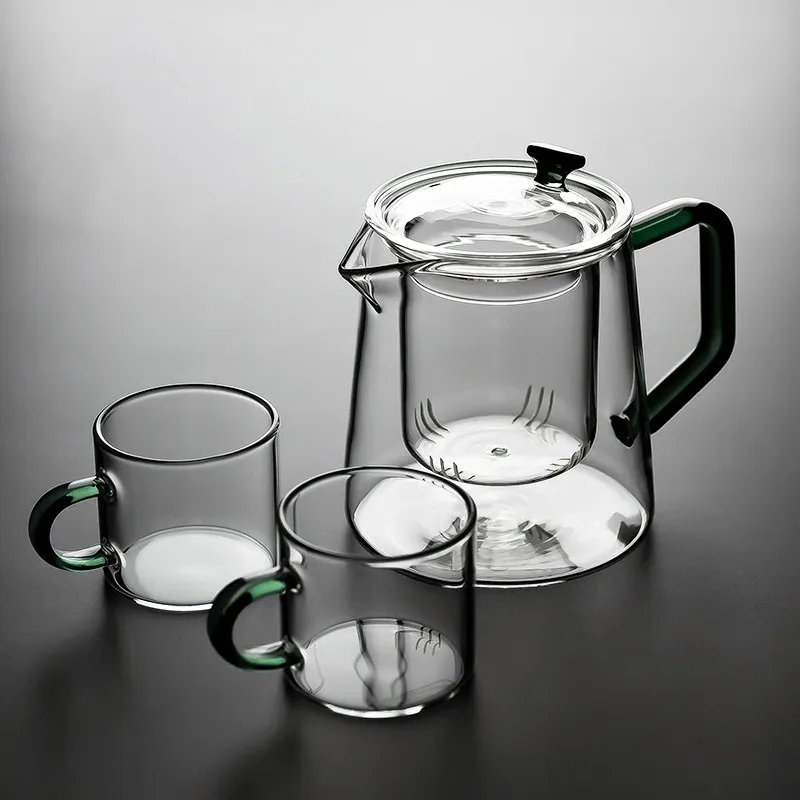 A-Green 1Pot 2Cups Uniho, 5 шт., набор чайников, стеклянный фильтр, пуэр, чайник, высокая термостойкость, цветочный чай, черные чайные горшки, Офисная кофеварка - Цвет: A-Green 1Pot 2Cups