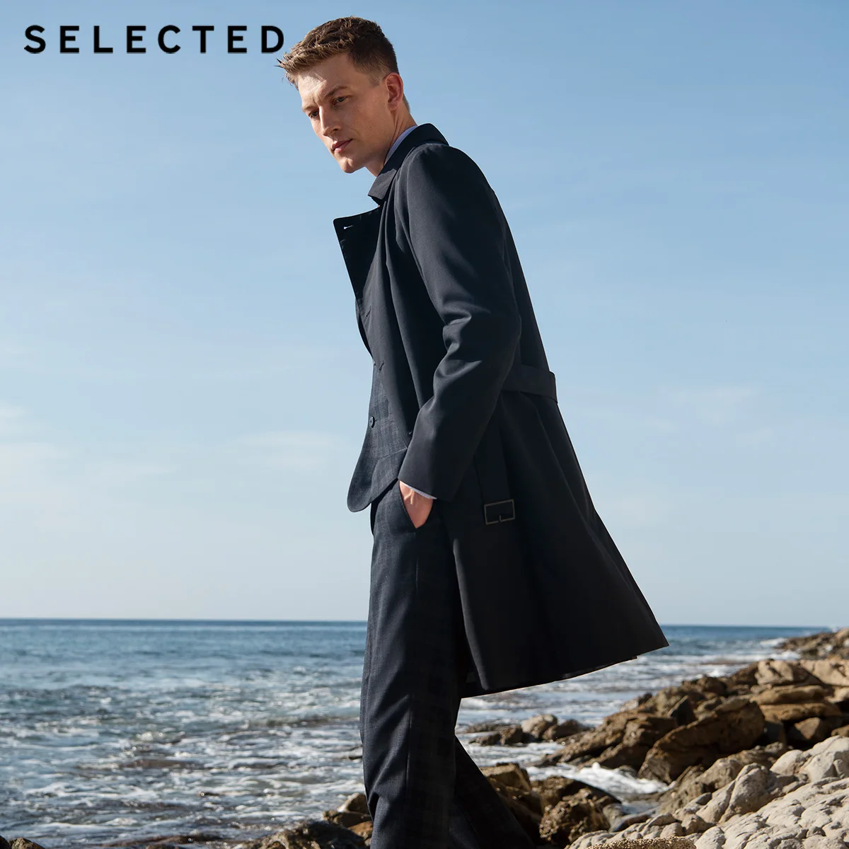 

SELECTED Men's Spring Regular Fit Medium Length Woolen Coat T|4191OM535