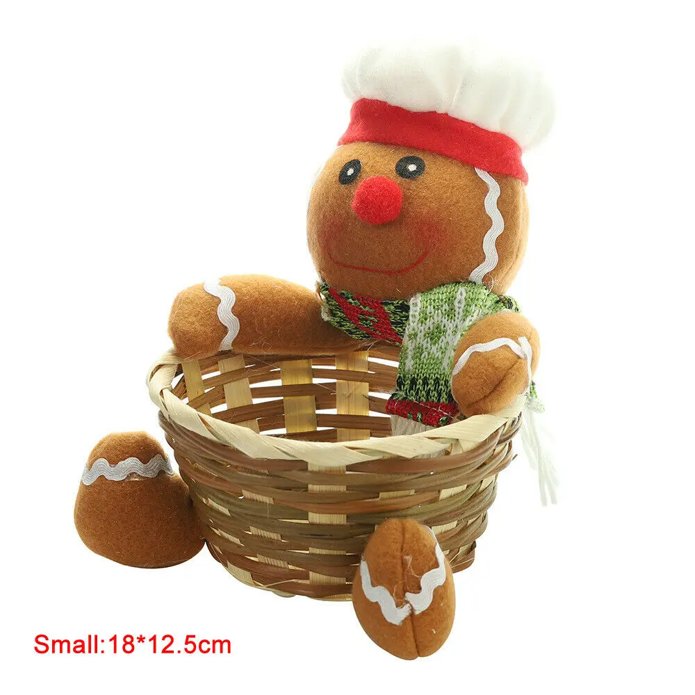 Small Gingerbead Man Совершенно новая Рождественская корзина для конфет, Бамбуковая коробка для конфет для детей, маленькие/большие подарочные держатели, Рождественский орнамент, украшение для дома - Цвет: Small Gingerbead Man