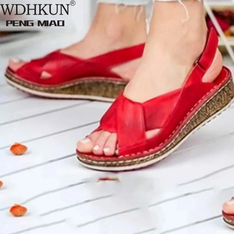 

Women Sandals Summer 2020 Female Shoes Woman Peep-toe Wedge Comfortable Sandals Slip-on Flat Sandals Female Sandalias 2020