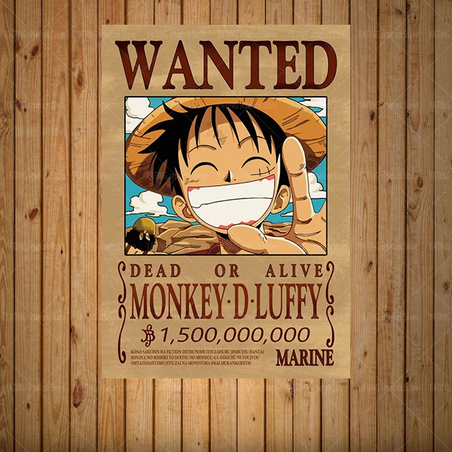 One Piece Luffy Canvas Painting Anime Retro Wanted Character Poster Wall Art Print Modern Home Children's Bedroom Decoration Mur as the picture shows