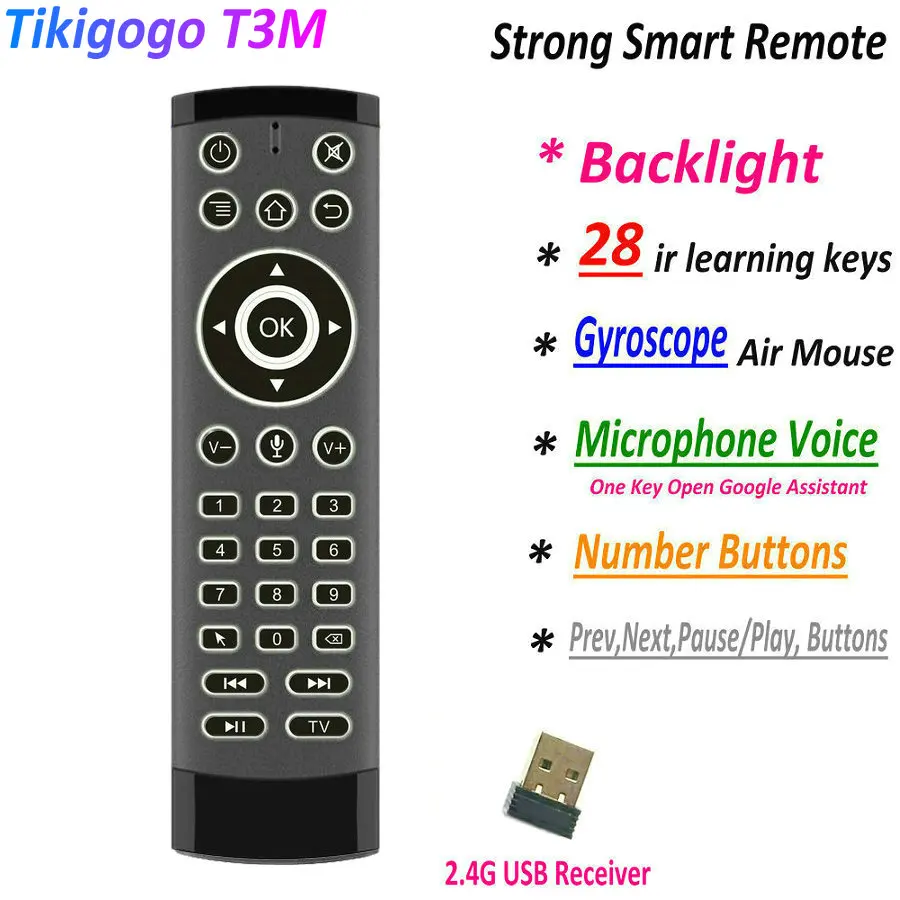 T3M подсветка 2 4G гироскоп Air Mouse 28 IR Learning Google Voice поиск Android Smart TV Box PK G30s G20S Pro пульт