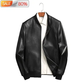 

Spring Genuine Leather Motorcycle Bomber Jacket Sheepskin Coat for Men Blouson Cuir Homme 71I60A6 B22117