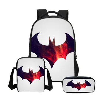 

3pcs Batman Bat Man Hero Boys Girls School Bag Shoulder Bag Backpack Pencil Case Children Students Mochila Back To School Gift