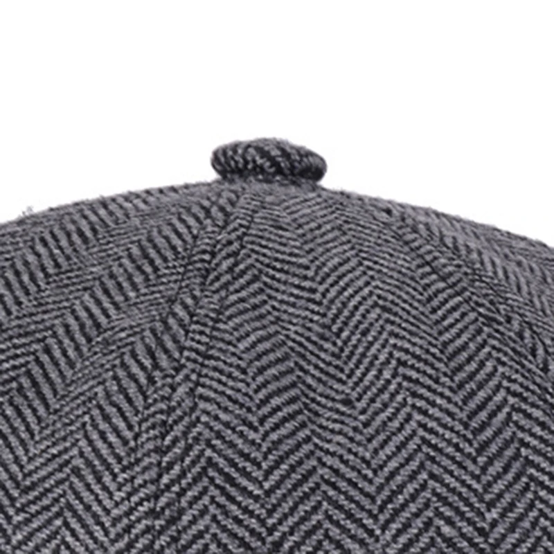 Retro Newsboy Caps Men Octagonal Autumn Winter Hat Black British Painters Hats Beret Herringbone Flat Cap