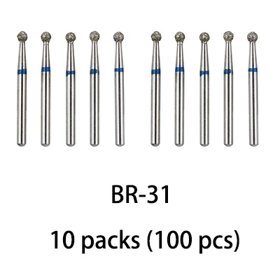 BR-31(100pcs) BR-31 Dental Diamond Burs Drill Dentistry Burs High Speed Handpiece Handle Diameter 1.6mm Dentist Tools BR-41 TR-13 FO32 - Цвет: BR-31(100pcs)