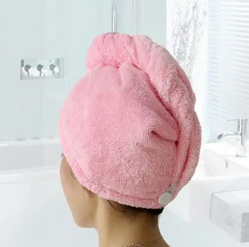 Волшебный быстросохнущая шапкой с ушками, Для женщин Ванная комната супер впитывающее банное из микроволокна Полотенца сухих волос Кепки Прямая - Цвет: Розовый