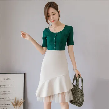

Fishtail Skirt Female 2020 New Spring And Autumn Fashion Temperament High Waist Skirt Bag Hip Long Section splice Mesh Skirt284
