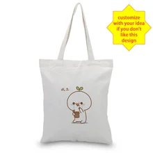 Холст сумка текст DIY сумка печать индивидуальный логотип для печати милый снеговик ежедневного использования Складная многоразовая сумка для покупок