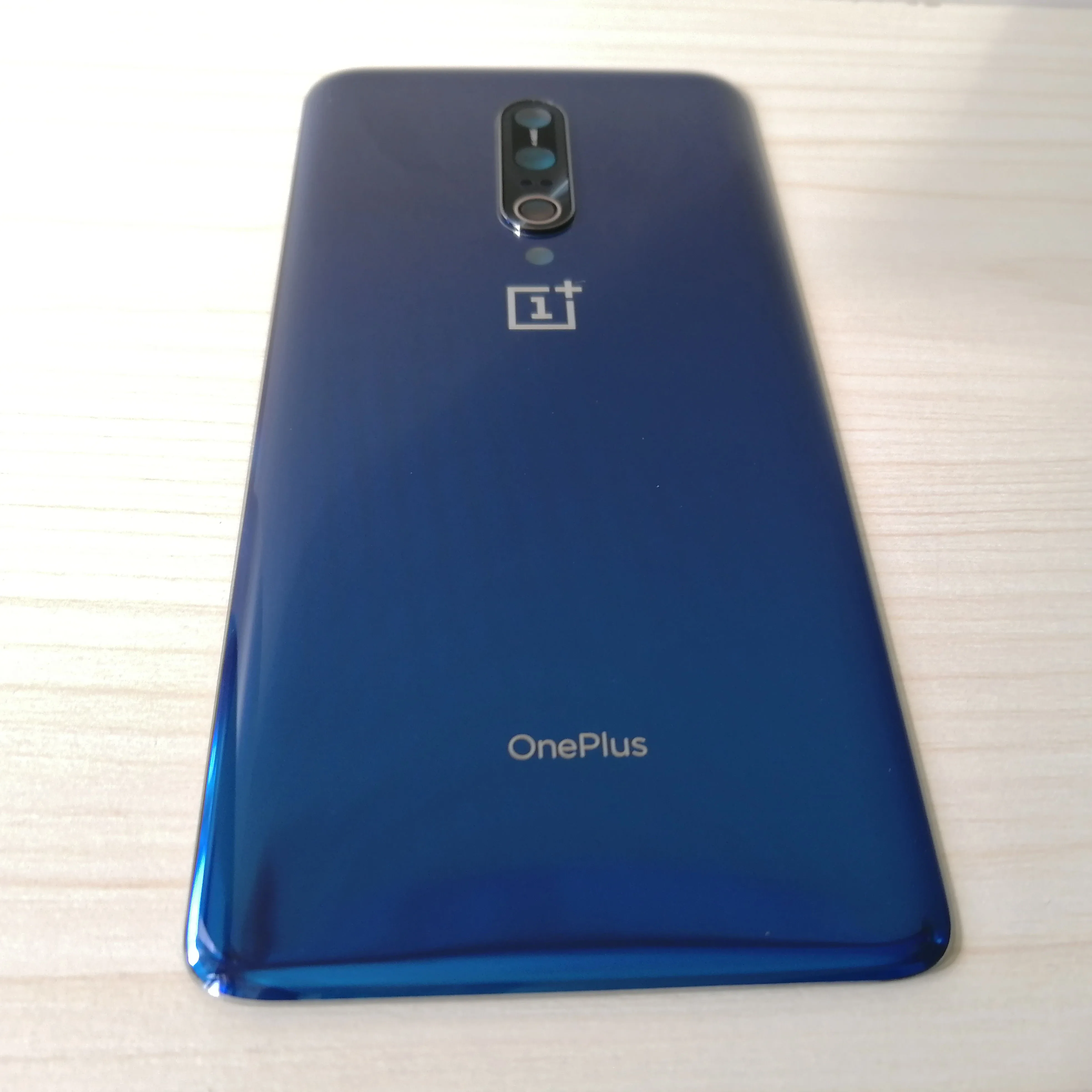 Чехол OnePlus 7 Pro для задней крышки батареи, дверное заднее стекло для Oneplus 7 Pro, чехол для батареи 1+ 7pro, чехол для корпуса с объективом камеры - Цвет: Blue with Lens