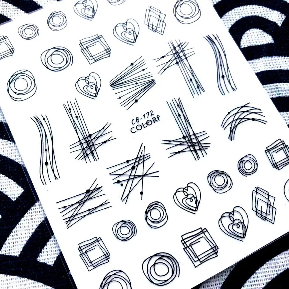 

CB-172 serie 4 COLORS BLACK WHITE GOLD SILVER DESIGNS COOL 3d nail art stickers decal template diy nail tool decorations