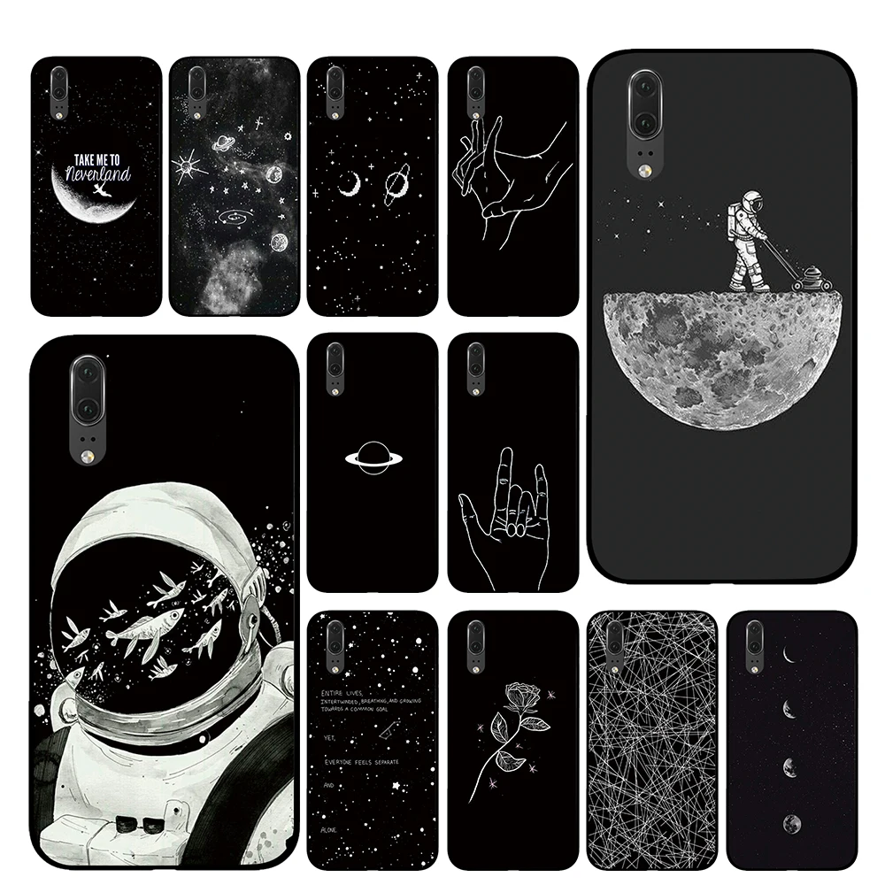 Black And White Aesthetic Black Phone Case For Huawei P30 P20 Mate