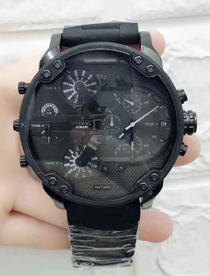 

Luxury Brand New Full Black Stainless Steel Red Rubber Plastic Men Watch Chronograph Sapphire Sport StopWatch Big Watches AAA+