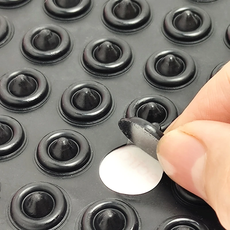 Silicone Door Stoppers Noisy Door Stops Self Adhesive Silicone Rubber Pads Cabinet Bumpers Catches Rubber Damper Buffer Cushion Furniture Hardware Black