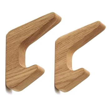 

2Pcs Natural Wood Clothes Hanger Japanese-Style Wall Mounted Coat Hook Decorative Key Holder Hat Scarf Handbag Storage Hanger Ba