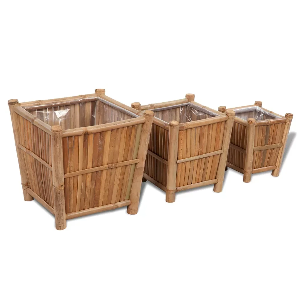 

2019 New Arrival Planter Set 3 Pieces Bamboo with Nylon Lining Gardening Device/Home/Patio/Terrace