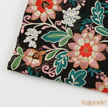 

1yard Retro flower embroidery mesh fabric multicolour wide 125cm breathable for DIY handmade accessroies dress
