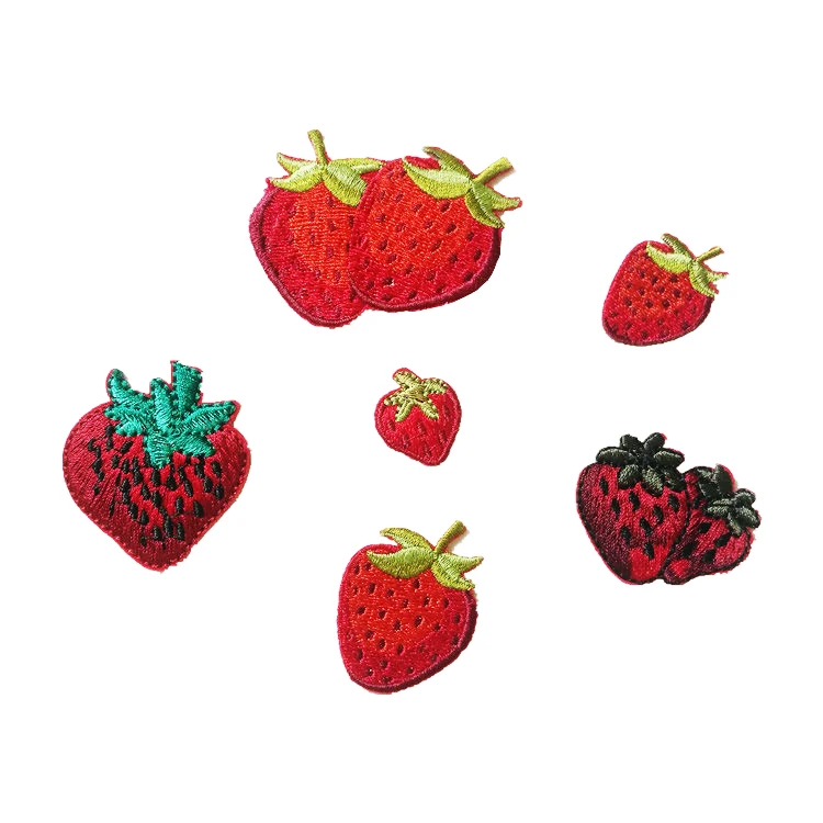 

Embroidered Patches Red Strawberry Iron on Applique Embroidery Flower Patches Badges for Clothes Backpack Patch
