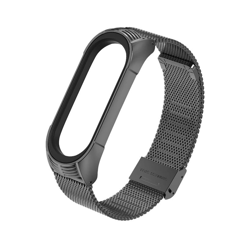 Mi jobs для mi band 4 металлический браслет для Xiaomi mi Band 4 3 ремешок Безвинтовой из нержавеющей стали mi Band 3 браслет на запястье - Цвет: Milanese Plus Black