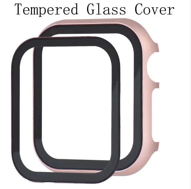 

Excellent Stainless steel tempering glass cover for Apple Watch Series 4 3 2 1 case 40mm 44mm hard shell 38mm 42mm