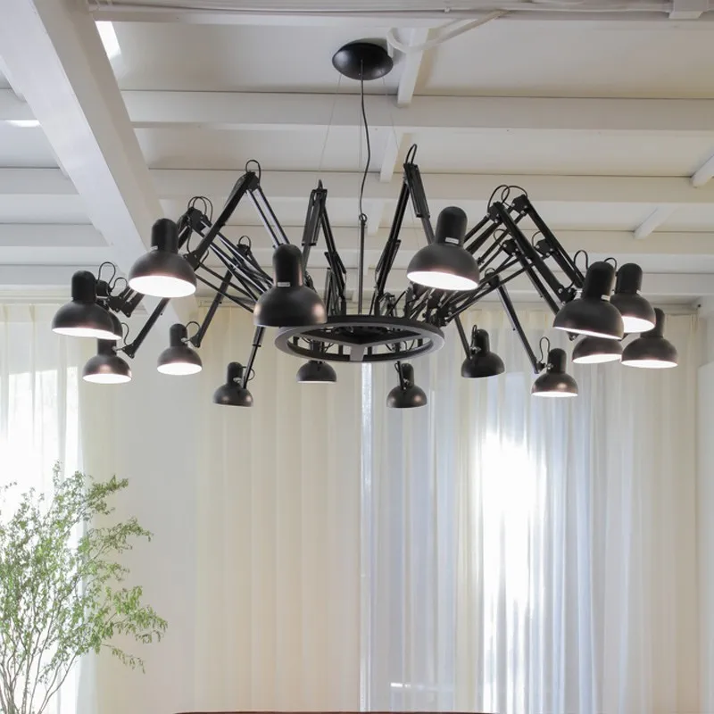 Lampadari Industriali In Stile Nordico Spider Iron Art Lampadari Soffitto Nero/Bianco/Rosso Lampade Da Ufficio Personalizzate Telescopiche Lampade A S
